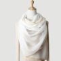  Cashmere Feeling Wool Shawl with Honeycomb Pattern and Coloured Edge